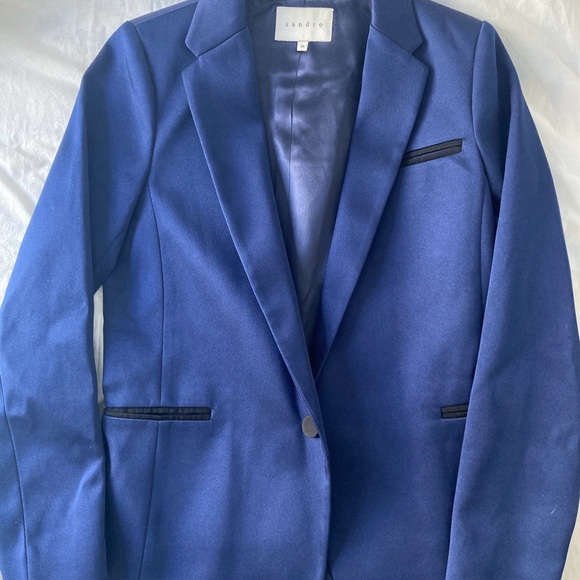 Sandro Royal Blue Blazer with Black Trim - Picture 4 of 5